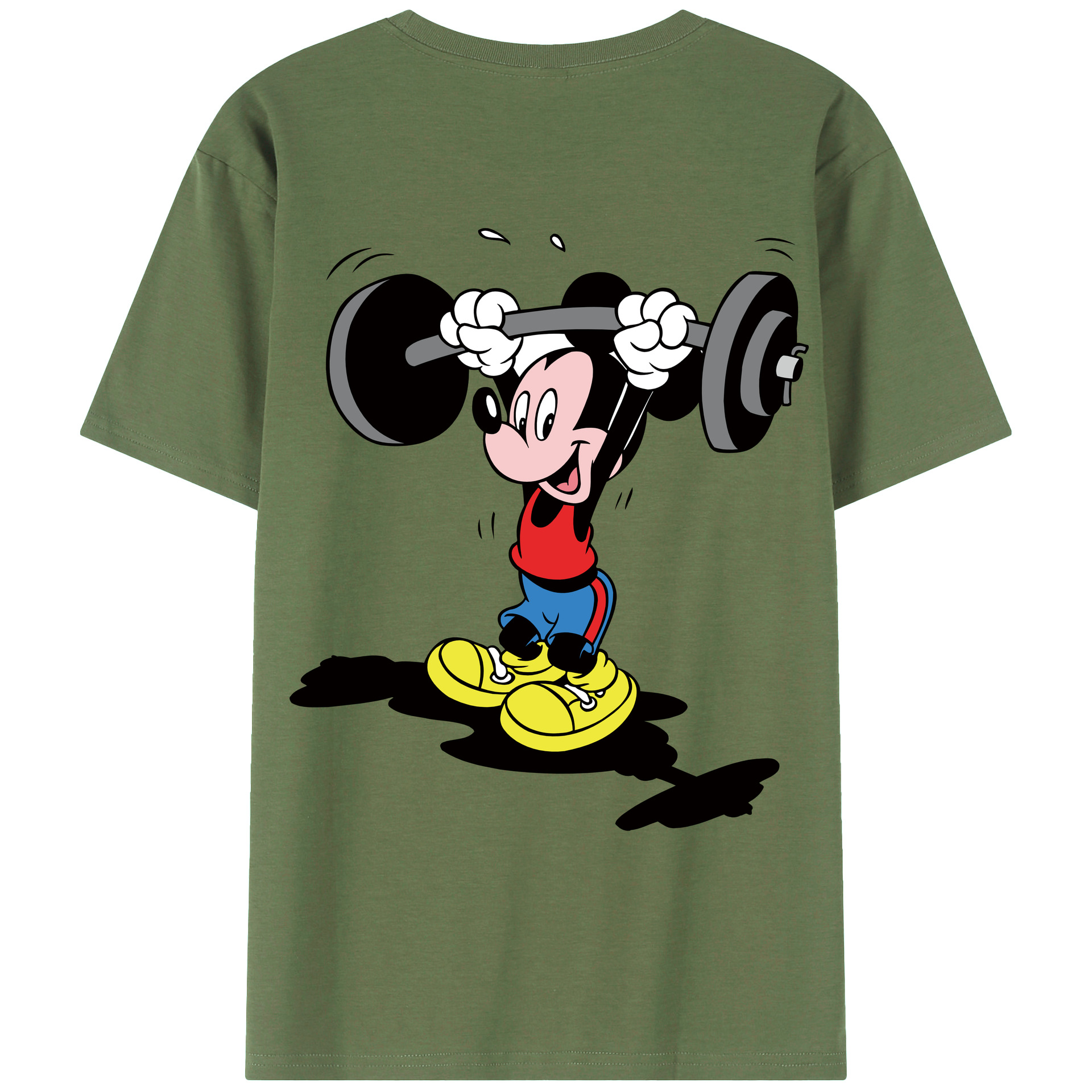 ミッキーマウス Mickey Mouse 綿100％ メンズ半袖Tシャツ（バックプリント） 通気性
